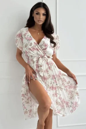 Maisie obleka floral bela