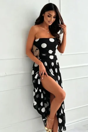 Florence polkadot obleka črna