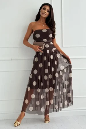 Florence polkadot obleka rjava