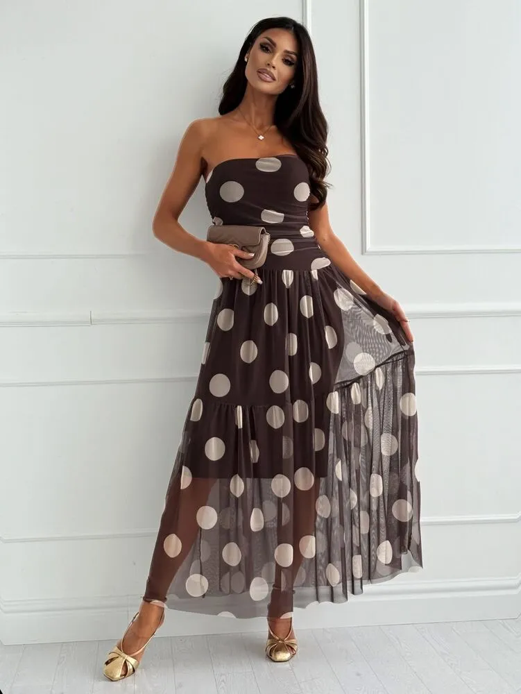 Florence polkadot obleka rjava