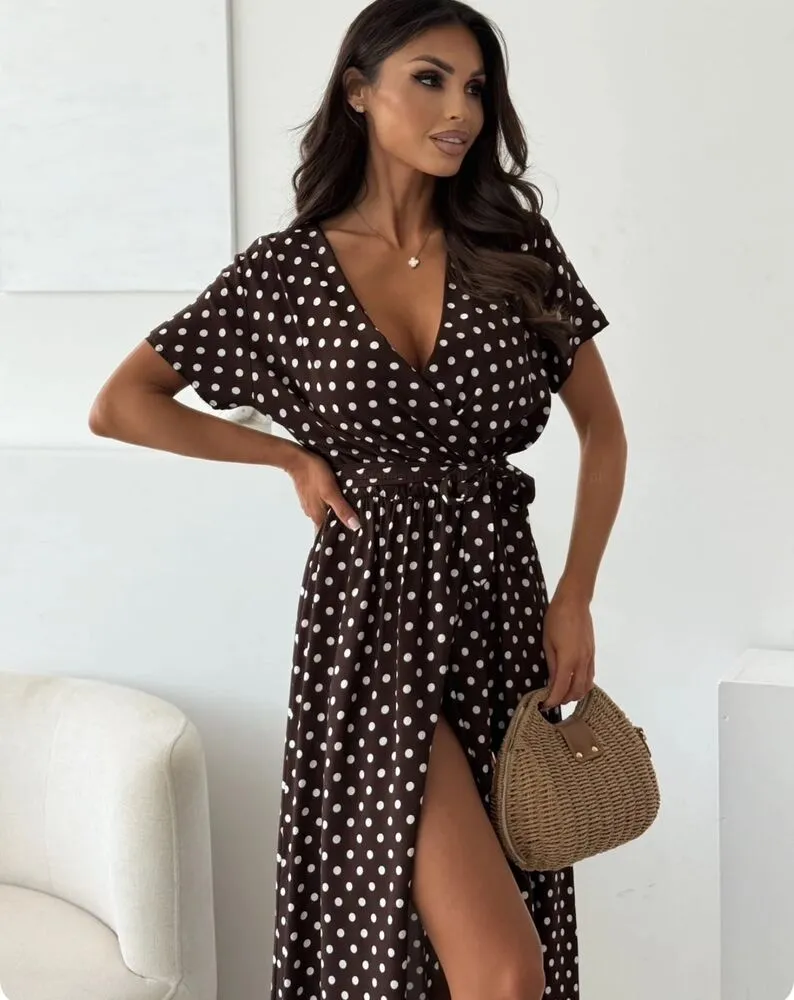 Beatrix maxi obleka rjava - slika 2