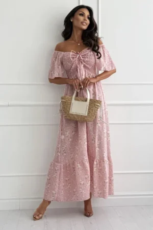 Daisy maxi obleka blush