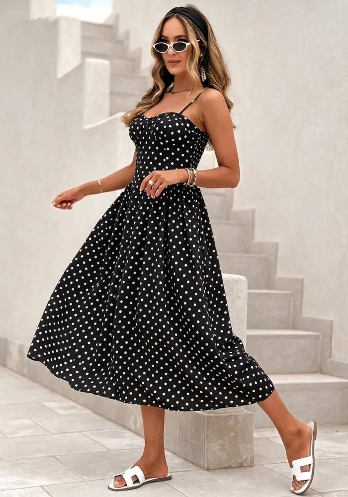 Mabelle polkadot obleka črna