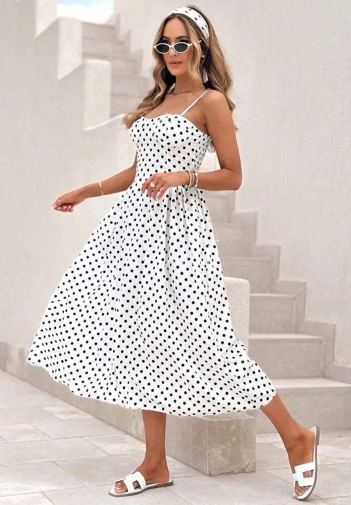 Mabelle polkadot obleka bela - slika 2