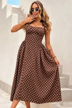 Mabelle polkadot obleka rjava