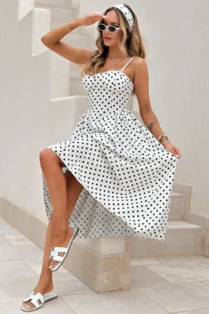 Mabelle polkadot obleka bela