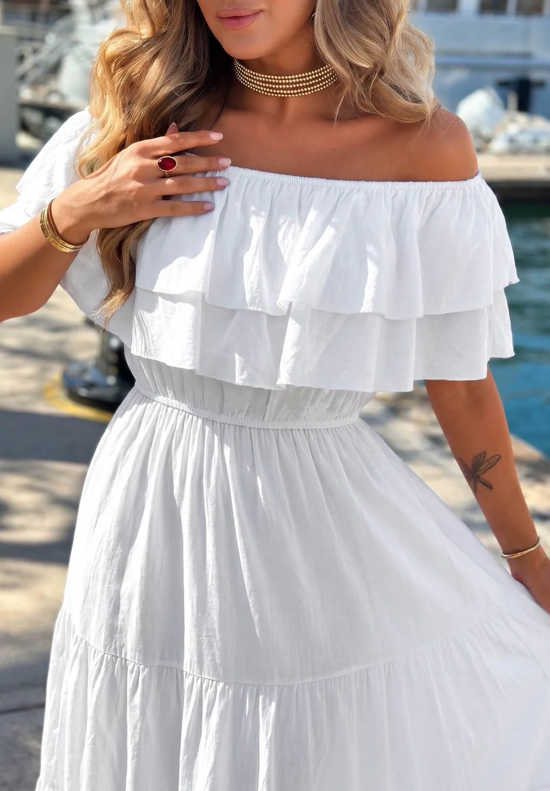 Adelina obleka iz viskoze bela - slika 2
