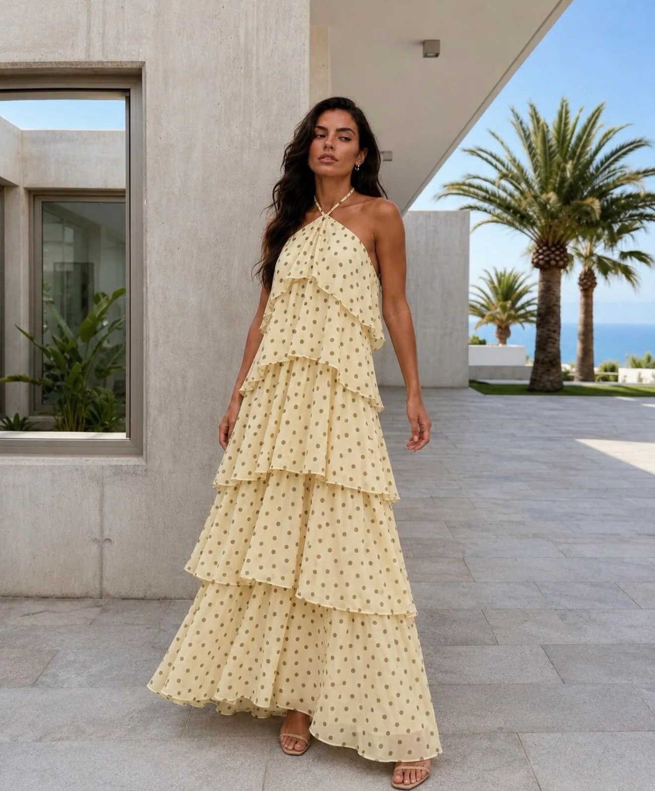 Carmella polkadot obleka rumena - slika 2