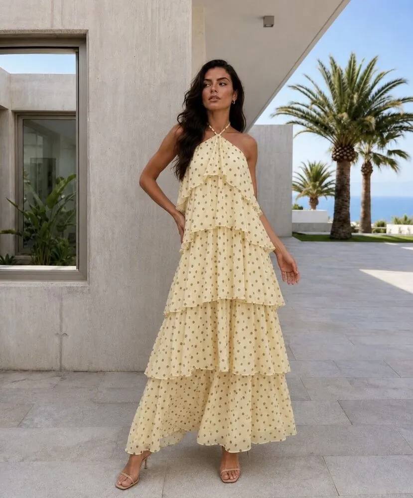 Carmella polkadot obleka rumena - slika 3