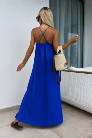Mareen maxi obleka kraljevo modra