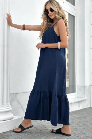Nellie maxi obleka temno modra