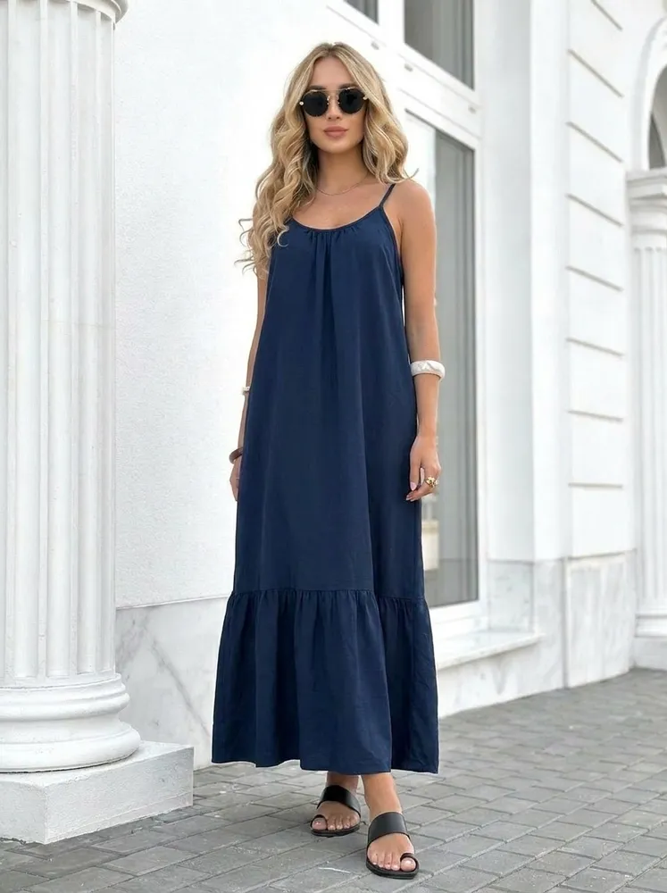 Nellie maxi obleka temno modra - slika 2