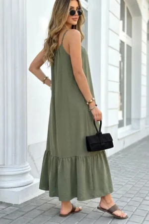 Nellie maxi obleka olivna
