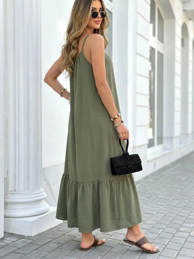 Nellie maxi obleka olivna
