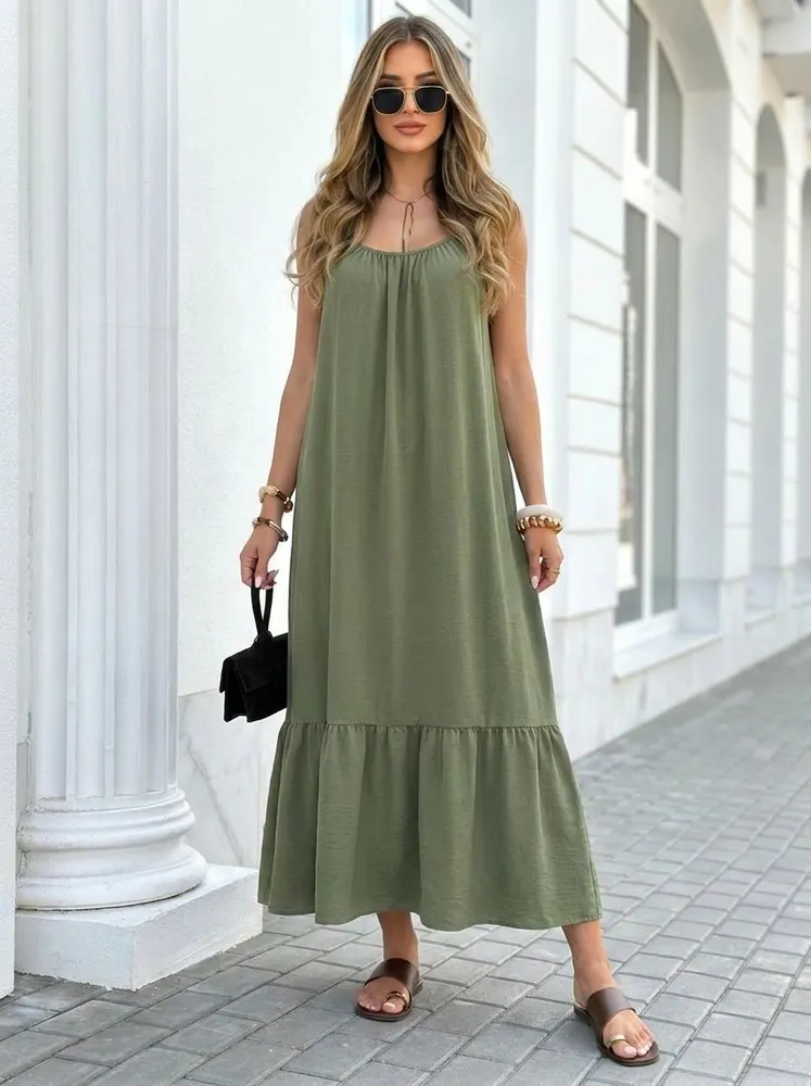 Nellie maxi obleka olivna - slika 2