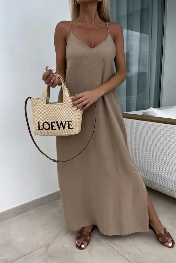 Mareen maxi obleka camel - slika 4