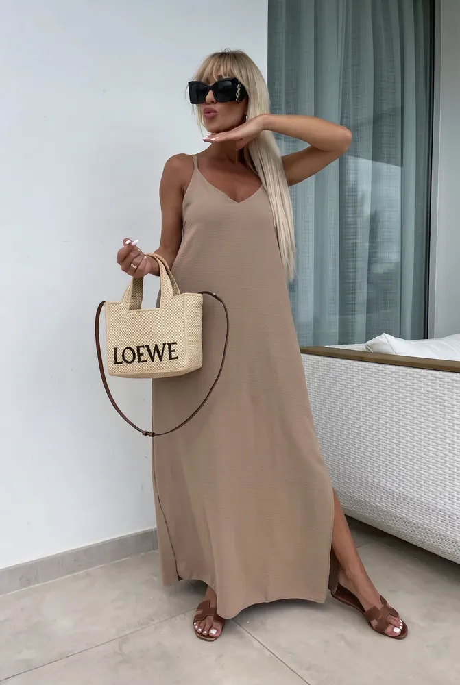 Mareen maxi obleka camel - slika 3