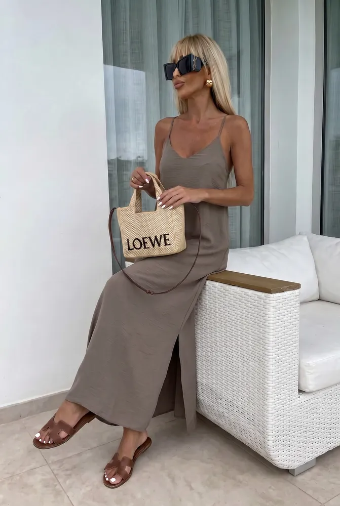 Mareen maxi obleka mocca - slika 2