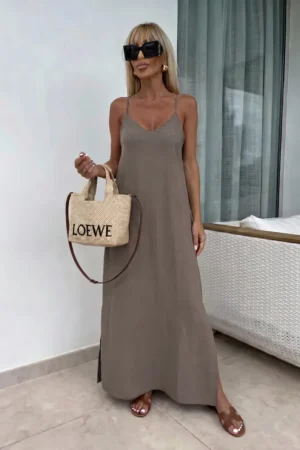Mareen maxi obleka mocca