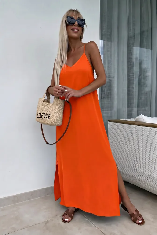 Mareen maxi obleka oranžna - slika 3