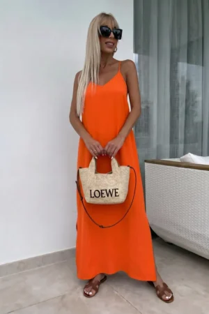 Mareen maxi obleka oranžna