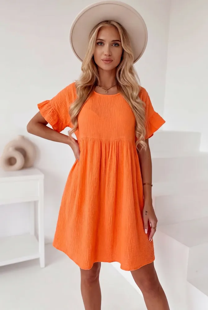Belen obleka iz bombaža oranžna - slika 2