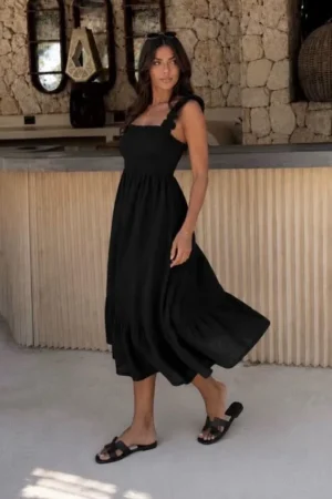 Alondra obleka iz bombaža črna