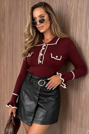 Simone pulover bordo