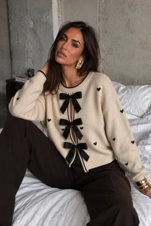 Aysel pulover s pentljami cream