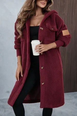 Everett teddy plašč bordo