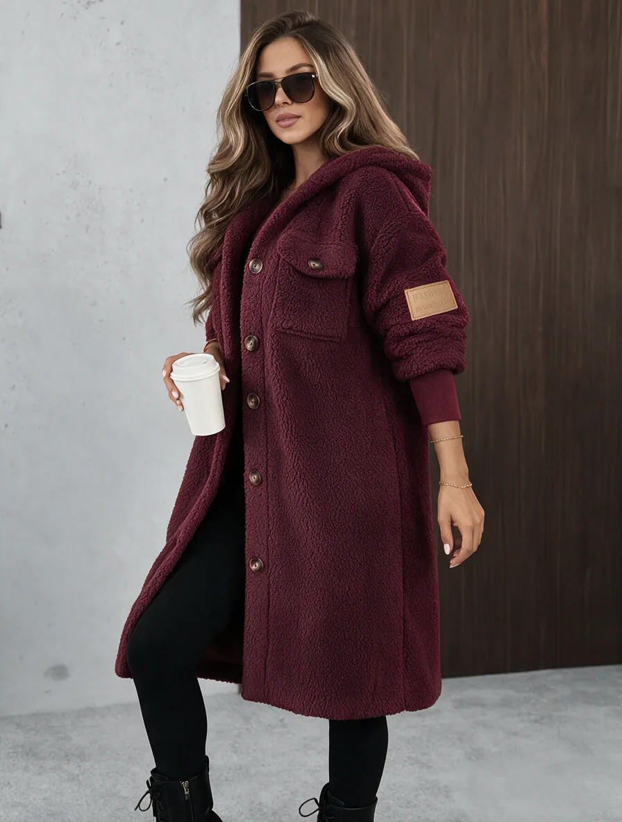 Everett teddy plašč bordo - slika 2