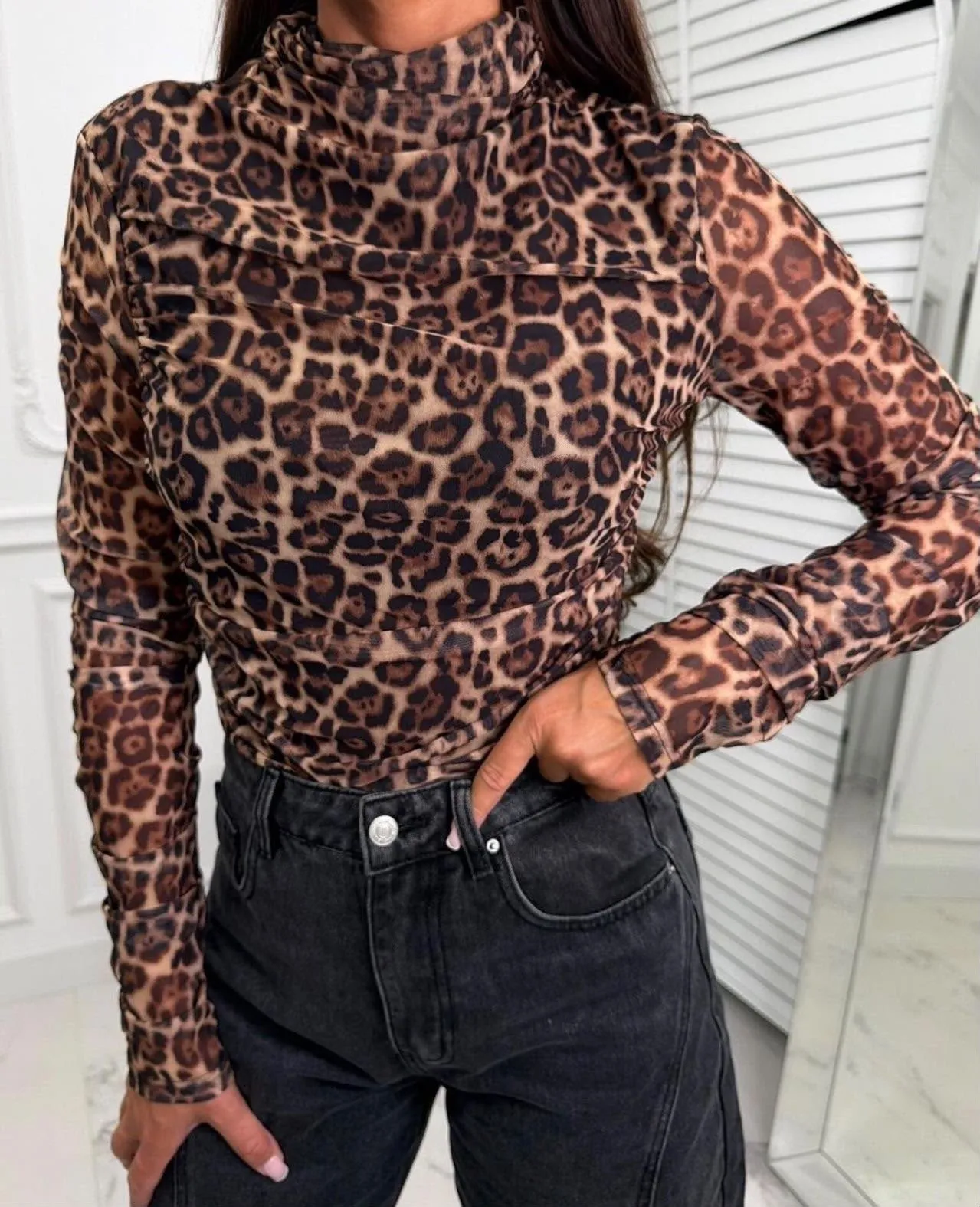 Zaya leopard bluza rjava - slika 3