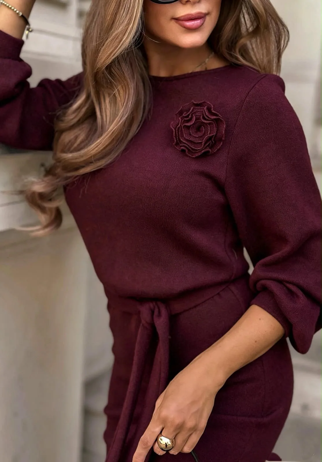 Rosamee obleka bordo - slika 5